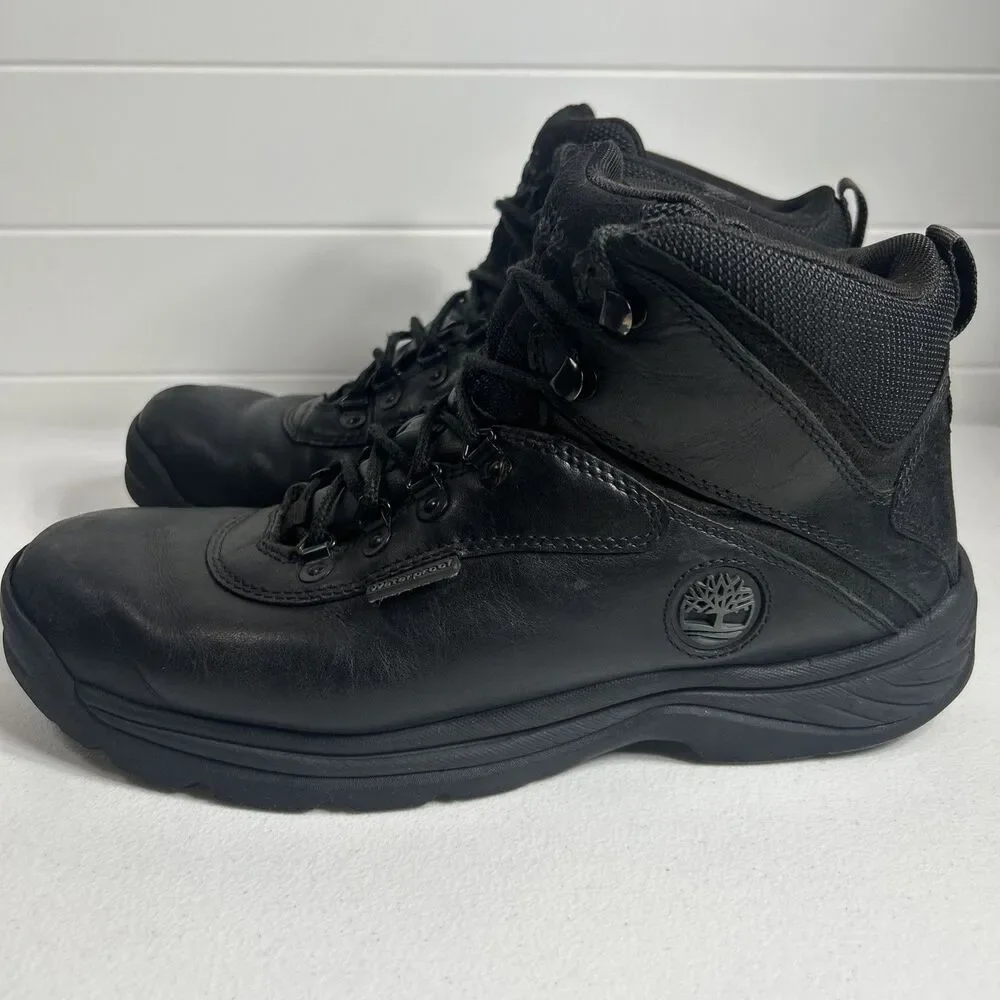Timberland Men's Hiking Boots Size 10.5 Black White Ledge A9546 Mid Waterproof